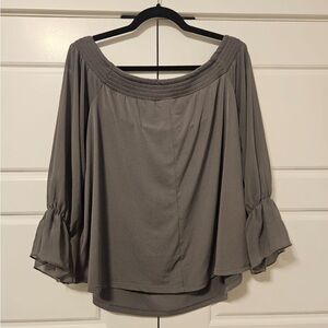 Torrid Grey Blouse with Flutter Sleeve size 00